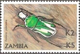 Stamp, Surcharged 2/5, Zambia,  