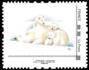 Stamp, Polar Bear, France,  , Animals (Fauna), Bears, Mammals, Polar Bears