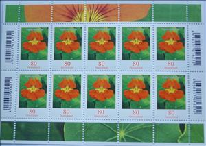Mini Sheet, Blumen / Kapuzinerkresse, Germany, Federal Republic,  , Flowers, Plants (Flora)