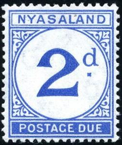 Stamp, Large Centre Numeral, Nyasaland,  , Numbers