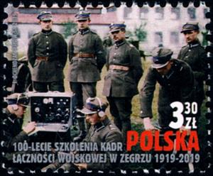 Stamp, Centenary of Military Communications School, Zegrze, Poland,  , Military Forces