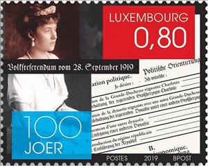 Stamp, Centenary of the Political Status Referendum, Luxembourg,  , Duchess, Elections, Famous People, First World War, Heads of State