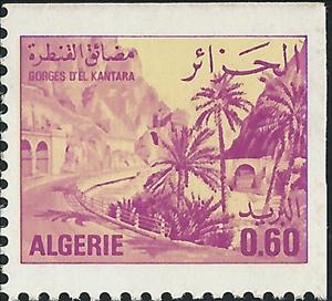 Stamp, El Kantara, Algeria,  , Bridges, Landscapes, Mountains, Palm-trees