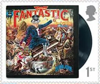 Stamp, Album Cover for Captain Fantastic by Elton John, United Kingdom of Great Britain & Northern Ireland,  , Composers, Famous People, Musicians, Singers