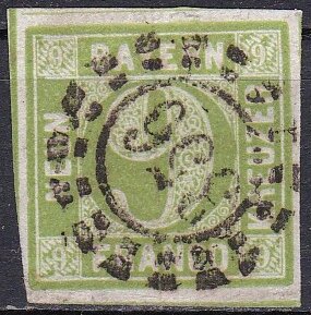 Stamp, Value in circle, German States,  , Numbers