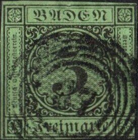 Stamp, Value in circle, German States,  , Numbers