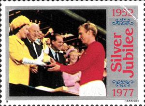 Stamp, Silver Jubilee 1952-1977, Cinderellas,  , Anniversaries and Jubilees, Famous People, Queens