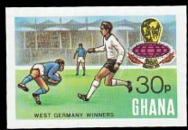 Stamp, Overprinted, Ghana,  , Football (Soccer), Sports