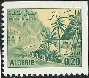 Stamp, El Kantara, Algeria,  , Bridges, Landscapes, Palm-trees, Trees