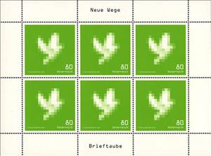 Mini Sheet, New Ways - Carrier Pigeon, Austria,  , Birds, Pigeons, Stylized Animals