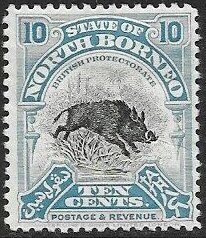 Stamp, Javan Warty Pig (Sus verrucosus), North Borneo,  , Animals (Fauna), Mammals, Pigs