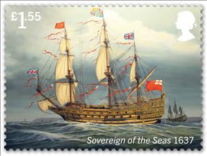 Stamp, Sovereign of the Seas, United Kingdom of Great Britain & Northern Ireland,  , Sailing Ships, Ships, Warships
