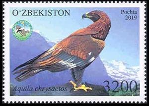 Stamp, Golden Eagle (Aquila chrysaetos), Uzbekistan,  , Animals (Fauna), Birds, Birds of Prey, Eagles