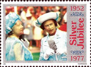 Stamp, Silver Jubilee 1952-1977, Cinderellas,  , Anniversaries and Jubilees, Famous People, Queens