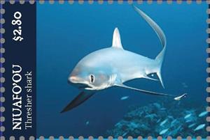 Stamp, Thresher Shark, Niuafo'ou,  , Sharks