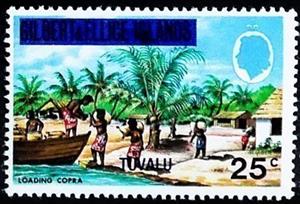 Stamp, Loading Copra, Tuvalu,  , Industry