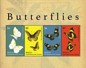 Mini Sheet, Butterflies, Saint Vincent Grenadines,  , Animals (Fauna), Butterflies, Insects