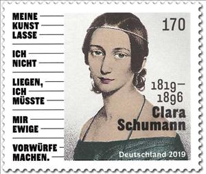 Stamp, Bicentenary of Clara Schumann, Composer, Germany, Federal Republic,  , Composers, Famous People, Musicians, Women