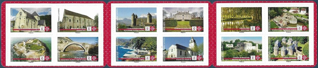 Booklet Pane, Saving Cultural Patrimony, France,  , Architecture, Bridges, Canals, Castles, Churches - Cathedrals - Basilicas - Chapels, Factories