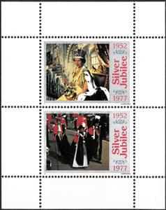 Mini Sheet, Silver Jubilee 1952-1977, Cinderellas,  , Anniversaries and Jubilees, Famous People, Queens