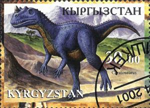 Stamp, Ceratosaurus, Cinderellas,  , Dinosaurs, Prehistorical Animals