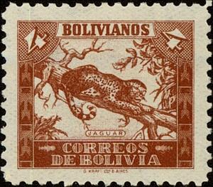 Stamp, Jaguar (Panthera onca), Bolivia,  , Animals (Fauna)