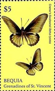 Stamp, Battus lycidas, Saint Vincent Grenadines,  , Animals (Fauna), Butterflies, Insects