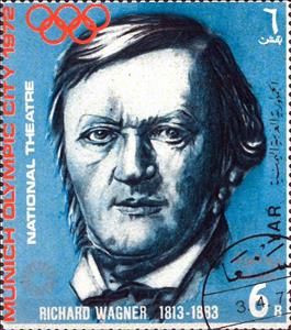 Stamp, Richard Wagner, Yemen, Arab Republic,  , Composers, Famous People, Men, Music, Olympic Games