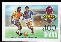 Stamp, Overprinted, Ghana,  , Football (Soccer), Sports
