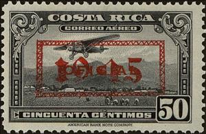 Stamp, Official stamps with overprint in red or black, Costa Rica,  