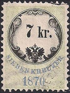 Stamp, Stempel Marke 1870 7kr, Austria,  , Numbers