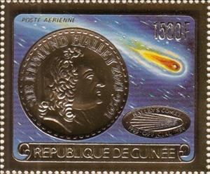 Stamp, Sir Edmund Halley, Guinea,  , Comets, Outer Space, Scientists