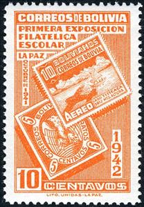 Stamp, First Stamp of Bolivia and Mi-325, Bolivia,  , Stamps, Aviation, Aircrafts