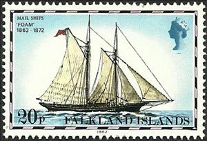 Stamp, "Foam", 1863-1872, Falkland Islands,  , Postal Services, Ships