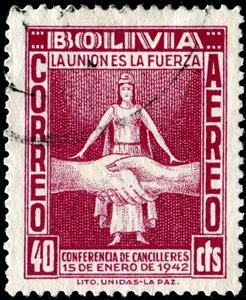 Stamp, Liberty and Clasped Hands, Bolivia,  , Hands