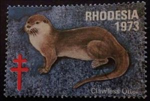 Stamp, RAPT Clawless Otter, Cinderellas,  , Animals (Fauna), Charity, Crocodiles, Reptiles, Tuberculosis / TBC