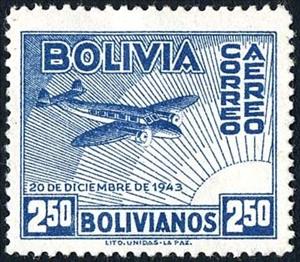 Stamp, Plane, Bolivia,  , Aviation, Aircrafts