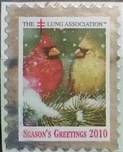 Stamp, Lung Association Seasons Greetings pair of Cardinal Birds, Cinderellas,  , Animals (Fauna), Birds, Charity, Christmas, Tuberculosis / TBC, Winter
