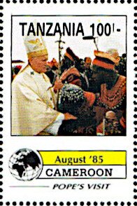 Stamp, Papal Visit in Cameroon (August 1985), Tanzania,  , Popes, Religion