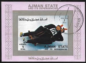 Souvenir Sheet, Luge (Double Seater), Ajman,  , Luge, Olympic Games