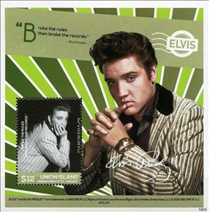 Souvenir Sheet, Elvis Presley, Saint Vincent Grenadines,  , Famous People, Musicians, Singers