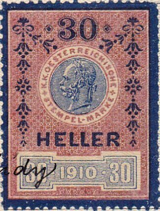 Stempel Marke 1910 30 heller