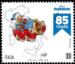 Stamp, 85th Anniversary of Donald Duck, Italy,  , Cartoons, Comics, Disney