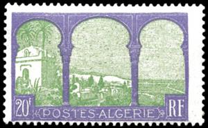 Stamp, Bay of Algiers, 5 trees, Algeria,  , Landscapes