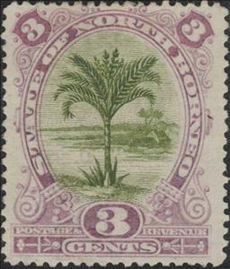 Stamp, Sago Palm, North Borneo,  , Palm-trees