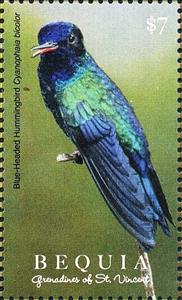 Stamp, Cyanophaia bicolor, Saint Vincent Grenadines,  , Animals (Fauna), Birds