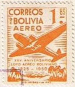 Stamp, Plane, Bolivia,  , Aviation, Aircrafts
