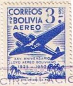 Stamp, Plane, Bolivia,  , Aviation, Aircrafts