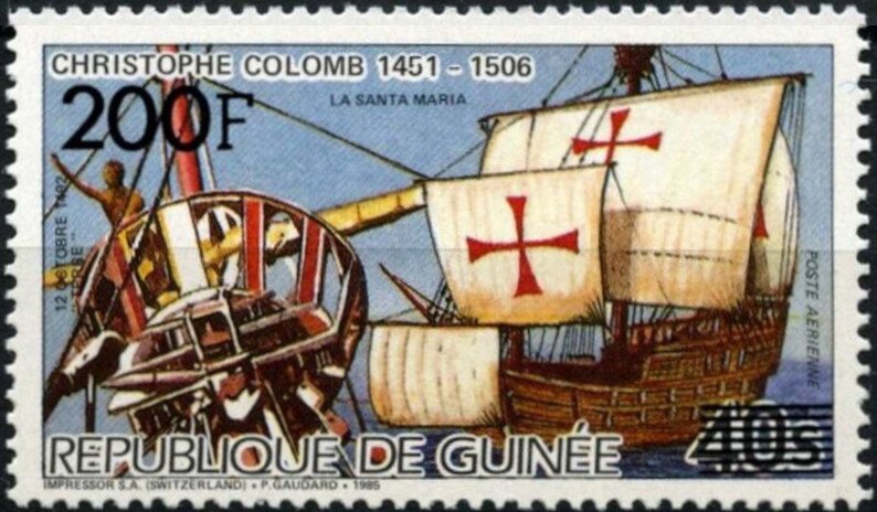 Ship Santa Maria, surcharged