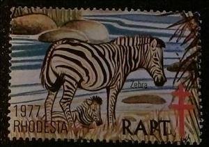 Stamp, RAPT Zebra, Cinderellas,  , Animals (Fauna), Charity, Mammals, Tuberculosis / TBC, Zebras